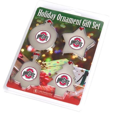 LINKSWALKER LinksWalker LW-CO3-OSB-ORN4PK Ohio State Buckeyes-Ornament Gift Pack LW-CO3-OSB-ORN4PK